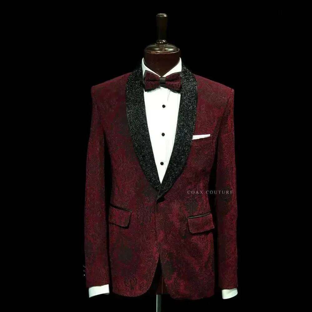 Dark Red Formal Men Suits Jacq - огляд і ціна Men Formal Wear Red