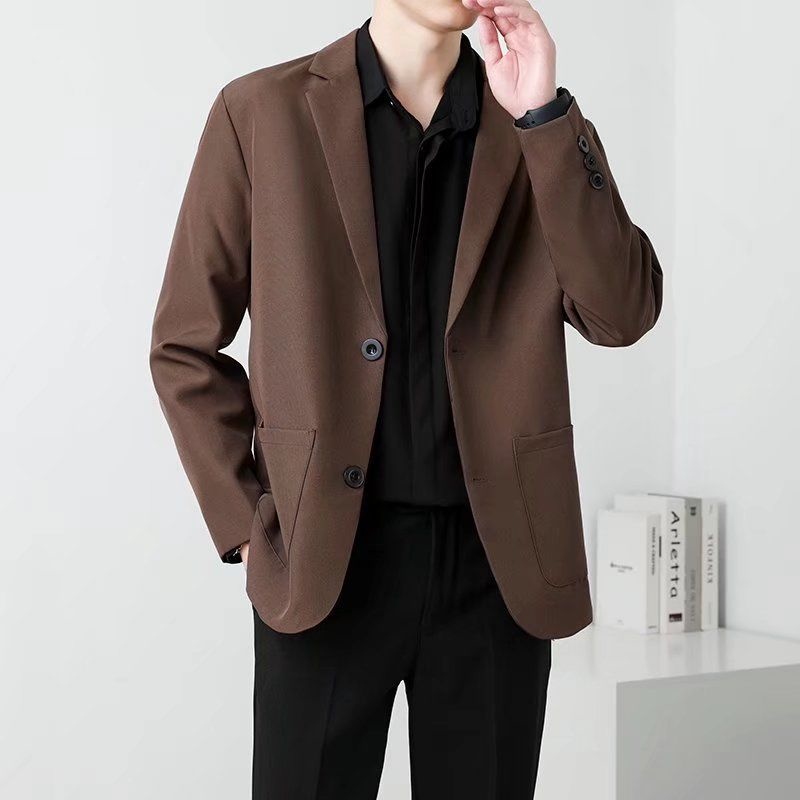 Spring Brown Black Blazer Men  - огляд і ціна Men Formal Wear Brown