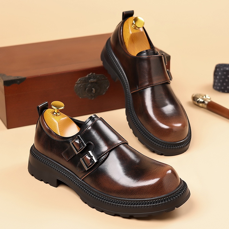 Retro Brown Men's Leather Casu - огляд і ціна Men Formal Wear Brown