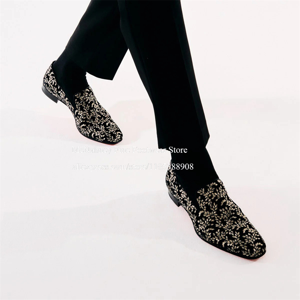 Black Silk Velvet Slip On Loaf - огляд і ціна Men'S Formal Party Wear Shoes