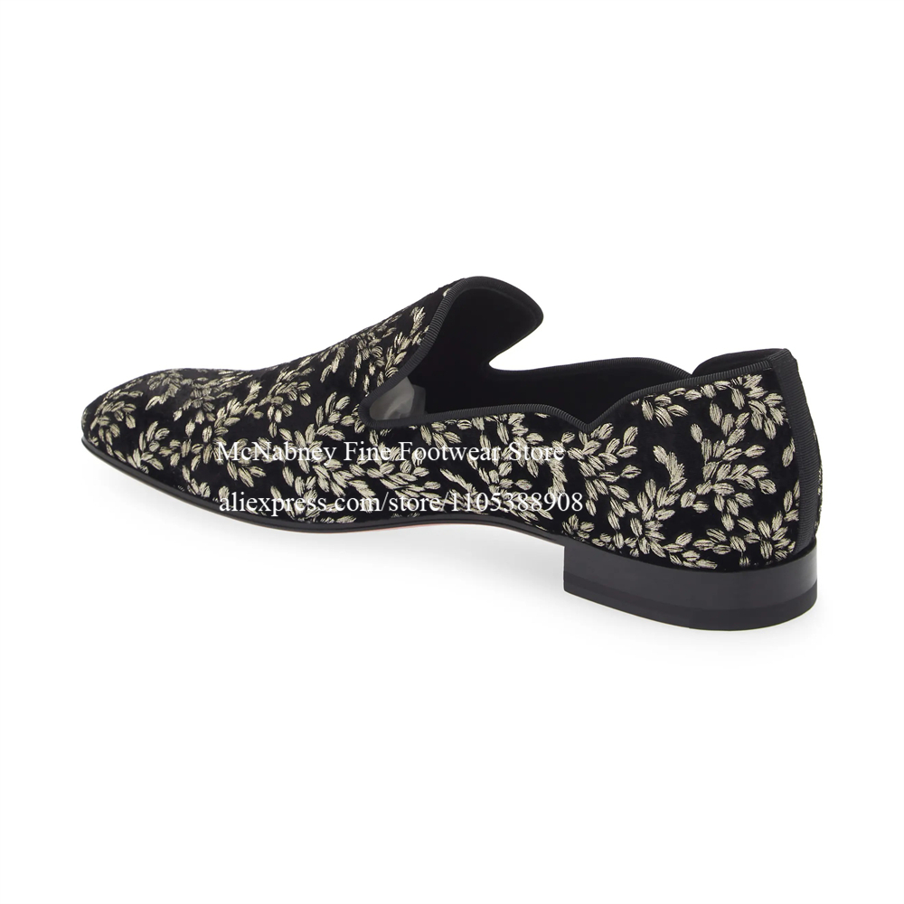 Black Silk Velvet Slip On Loaf - огляд і ціна Men'S Formal Party Wear Shoes