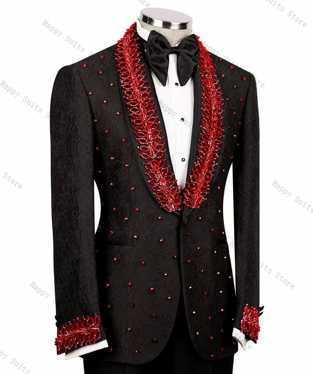 Red Crystals Men Suit Set 2 Pc - огляд і ціна Men Formal Wear Red